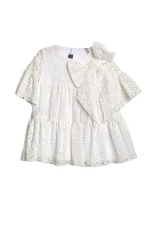 Abito in cotone pizzo sangallo bianco LITTLE BEAR KIDS | 8204BIANCO